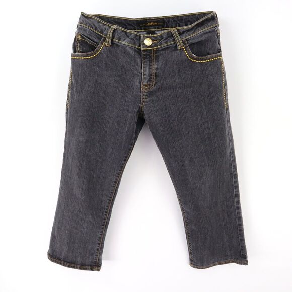 Southpole Capri Jeans‎ Mid Rise Junior Womens Size 11 Gray Denim Gold Stitching - Picture 1 of 7